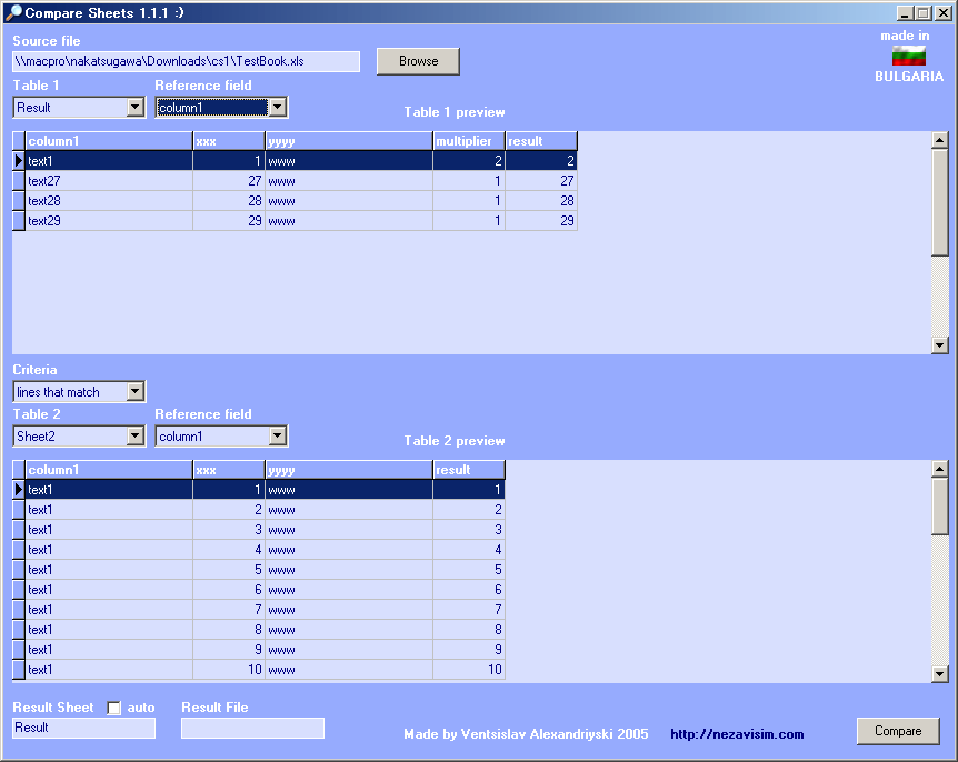 Compare Sheets